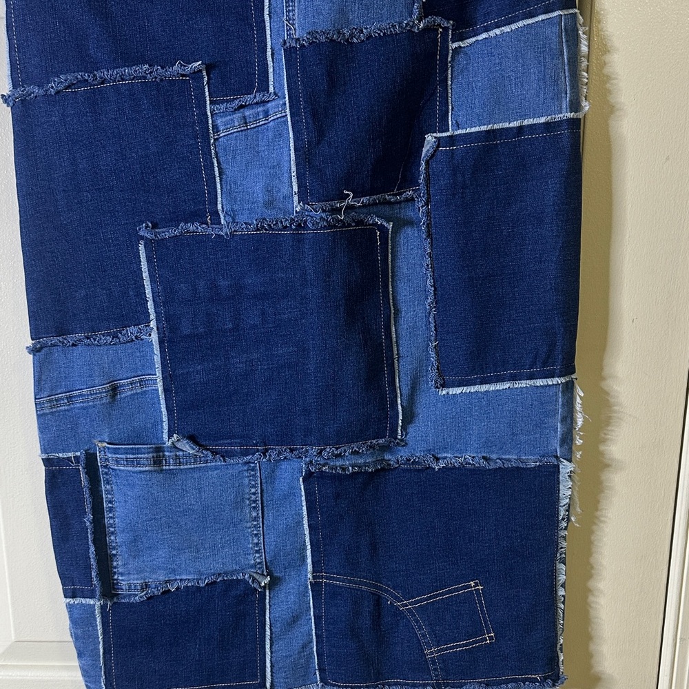 AKIRA Patchwork Denim Maxi Skirt - Blue - Picture 4 of 5